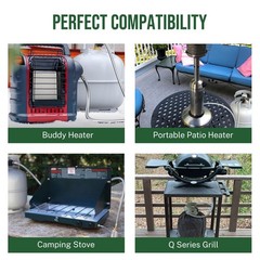 12ft Propane Hose Adapter 1lb to 20lb Converter for 5 lb 12 Feet, Silver
