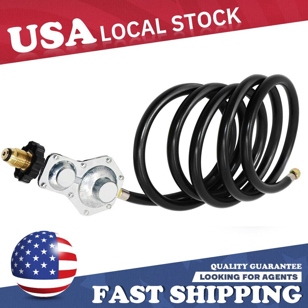 10FT Two Stage Propane Regulator Hose with Standard POL Connectionx3/8inch Flare