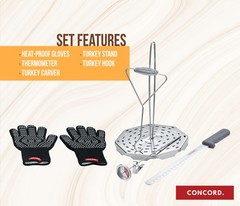 CONCORD 6 Piece Stainless Steel Turkey Fryer Kit. Frying Accessories Includes…