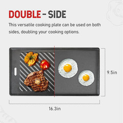16.34″ X 9.45″ A005 Reversible Cast Iron Cooking Plate for Monument 14633, 25392