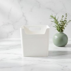 1 Set White Plastic No Drill Ice Scoop Storage Bin Adhesive Cabinet Door Caddy