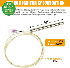 Fire Burn Pot Hot Rod Ignitor Replacement Kit for Pit Boss Traeger Pellet Grill