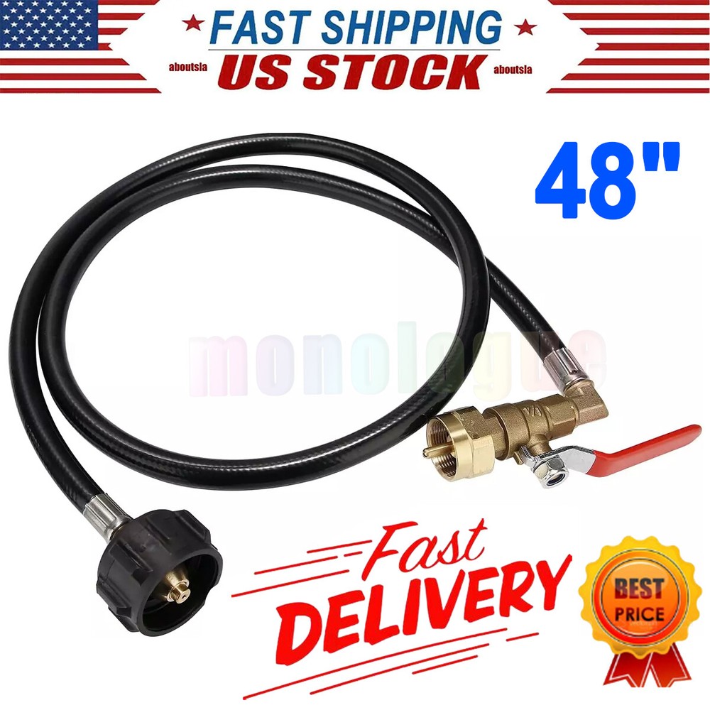Propane Refill Adapter Hose 48″ with On/Off Control Valve,350Psi High Pressure