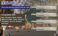 4-Set Heavy Duty Cast Stainless Steel Grill Burners for Bull, Grill Replacement