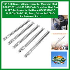 17″ Grill Burners Replacement for Members Mark GR2039201-MM-00 BBQ Parts, Sta…