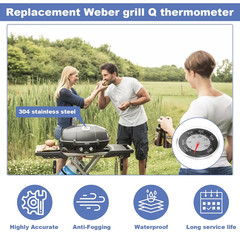 60070 Grill Temperature Gauge Replacement for Weber Q1200 Q220 Q2200 Q120 Oval T