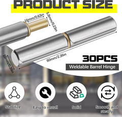 30 Pack 2.5Inch Weld on Bullet Hinges BBQ Smoker Weldable Barrel Hinges Heavy Du