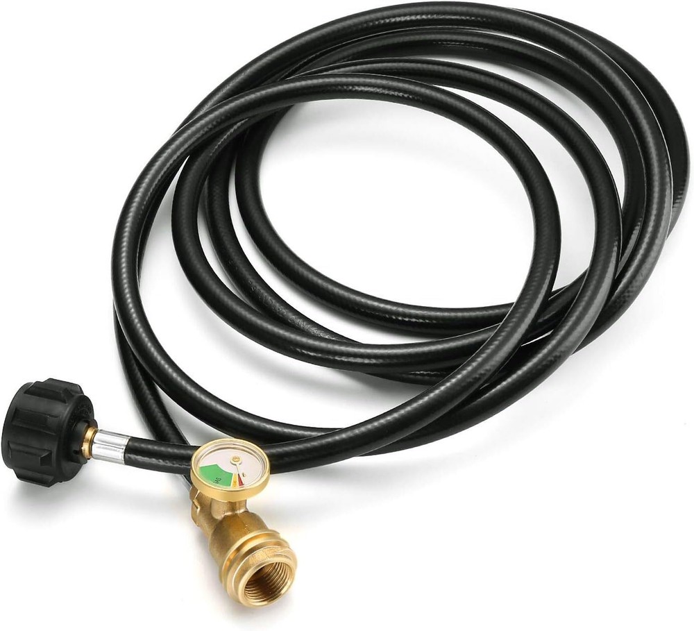 12 FT Propane Extension Hose with Gauge, Leak Detector Replacement Propane Hose