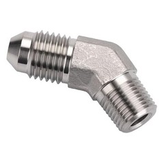 4AN Male Flare to 1/8 NPT Pipe Male Stainless Steel 4AN to 1/8 NPT 45 Degree