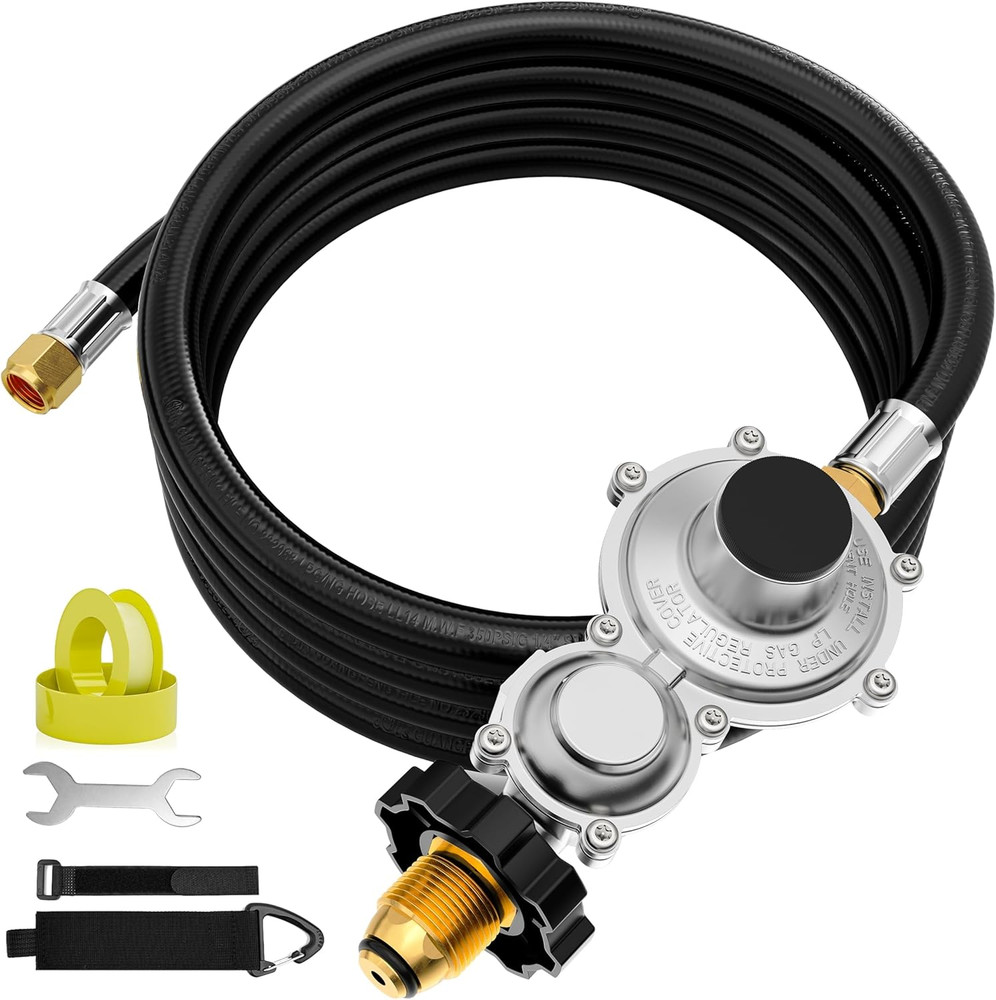 NUPICK 10FT Two Stage Propane Regulator with Hose, Propane Line with Regulator S