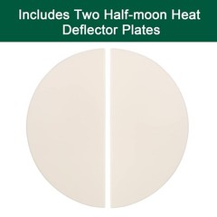 Quantfire Half-Moon Ceramic Heat Deflector Plates for Kamado Joe 15IN, White