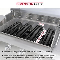 “Large Adjustable Grill Burner Covers, 6” Wide Heat Plate Shields, BBQ Tents”