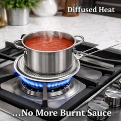 Stainless Steel Heat Diffuser with Removable Handle for Even Cooking – 8.25-Inch