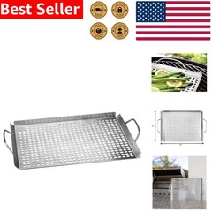 11×17 Stainless Steel Grill Topper Pan Heavy Duty Outdoor Portable Grid