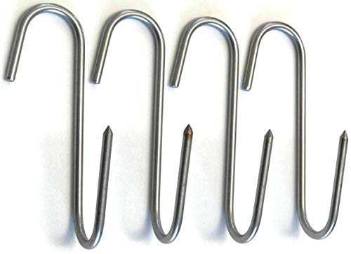 RiversEdge Products Stainless Meat Hooks, Smoker Hook, 7″ Right Angle, 4 Pack