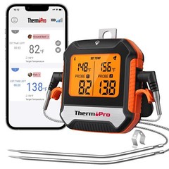 ThermoPro TP904 Wireless Meat Thermometer with 2 Probes, Bluetooth for BBQ, O…