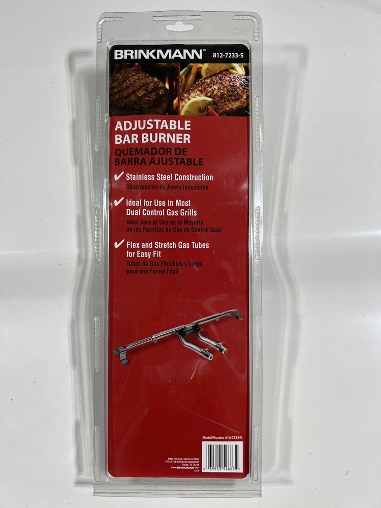 BRINKMANN Universal Adjustable Bar Burner for Dual Control Gas Grills 812-7233-S