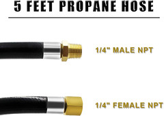 1/4 Inch NPT Propane Appliance Extension 5 Feet High Pressure Hose for Gas Grill