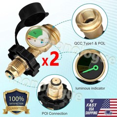 2X-Upgraded POL Propane Adapter with Gauge Converts POL LP Service Valve to QCC1