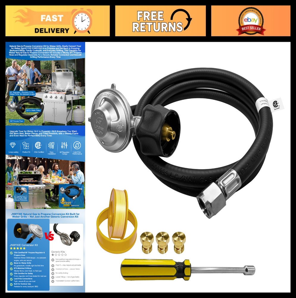 Natural Gas to Propane Conversion Kit – Fits Weber Spirit II 310/315, 5FT Hose &