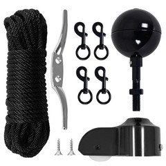 Flagpole Hardware Repair Parts Kit-50 Ft Halyard Rope +3″ Black Ball+6″ Zinc …