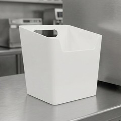 1 Set White Plastic No Drill Ice Scoop Storage Bin Adhesive Cabinet Door Caddy