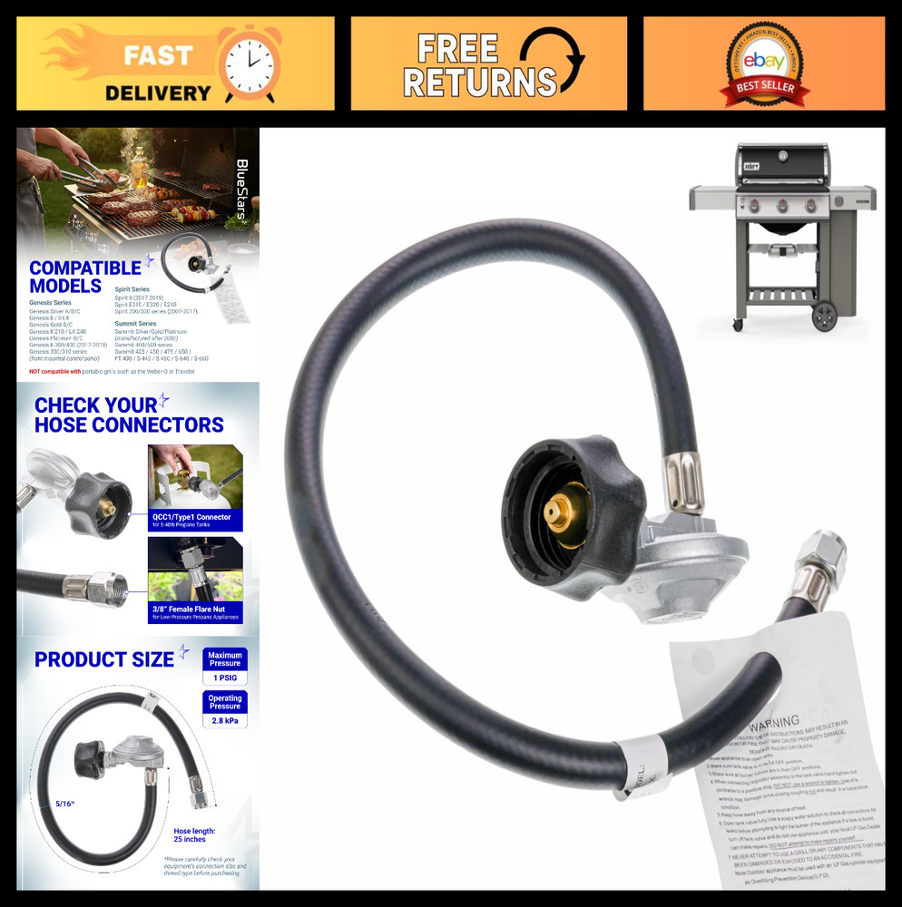 25″ Hose and Regulator Kit for Weber Spirit II, E310, E320, Genesis II 210/300