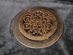 Antique Victorian Cast Iron Floor Round Heat Vent Grille Grate 8″ Louvers Extra