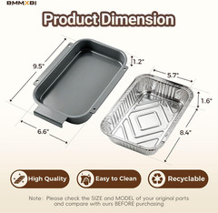 Grill Drip Pan with 20-Pack Disposable Aluminum Grease Tray Liner Replacement fo