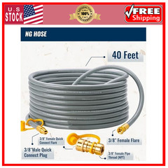 40 Feet 3/8 inch ID Natural Gas Grill Hose with Quick Connect Fittings, Natur…