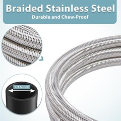 SHINESTAR 5FT Propane Regulator Hose with Gauge, Stainless Braided for Gas Grill