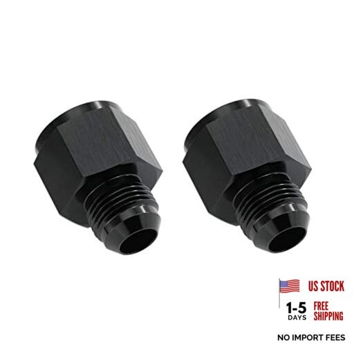 Flare Reducer Adapter Fitting Connector 6AN Female to 4AN Male Black, QTY: 2