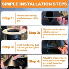 Adjustable Pellet Grill Smoke Stack Chimney Replacement with Umbrella & Gasket