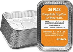 30-Pack Grill Drip Pans Compatible for Weber, 6415 Grill Accessories for Weber S