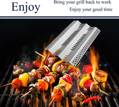 Grill Replacement Parts, 3 Pack Heat Plate Shield with 3 Pack Burner Gas Burner