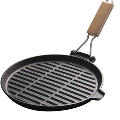 Multipurpose Cast Iron Grill Pan with Folding Handle and Juice Lip for Cooking