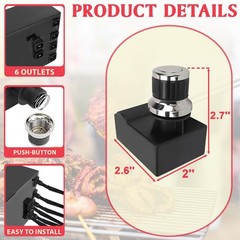 6 Outlets Tact Push Button 6 for Nexgrill Ignitor, Black + Silver