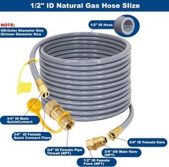 Durable 48ft 1/2″ Natural Gas Hose – Solid Brass Quick Connect Patio Heater Hose