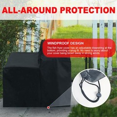 Waterproof Heavy-Duty Cover for 4 Gallon Deep Fryer with Cart & Side Shelf
