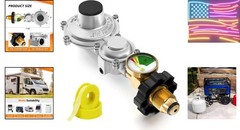Two Stage with Gauge, RV Gas Regulator with POL Inlet X 3/8″ Female NPT Outle..-