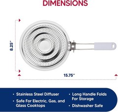 Stainless Steel Heat Diffuser Set, Removable Handle, 2-Pack