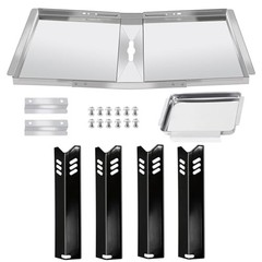 Grill Replacement Parts for Dyna Glo DGF493BNP, 4Pcs Heat Plate + Drip Pan