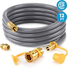 12FT 1/2″ ID Natural Gas Hose & Adapter – Ideal for Patio Heaters & Grills