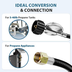 12 Feet Universal Gas Grill Regulator and Hose, Propane Regulator Replacement fo
