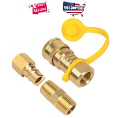 3/8 Inch Natural Gas Quick Connect Fittings Set Solid Brass NPT Propane Hose Kit