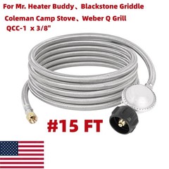 15FT Propane Hose with Regulator for Grill Stove Fire Pit Heater 3/8″