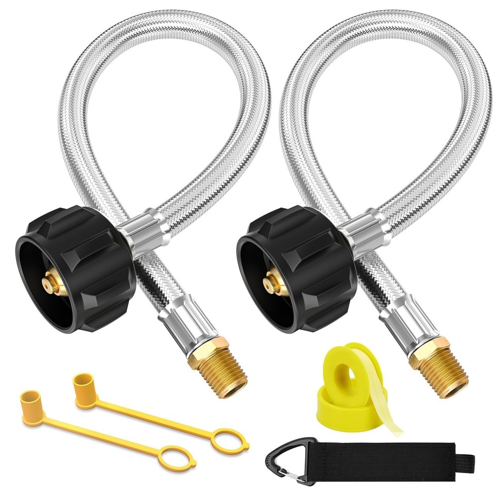 NUPICK 12 in RV Propane Hoses, Propane Pigtail Hose with 1/4″ Male NPT & QCC …