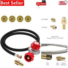 GasOne 4 ft High Pressure Propane Regulator 0-20 PSI with QCC-1 Connector