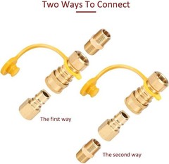 3/8 Inch Natural Gas Quick Connect Fittings, 100% Solid Brass LP Gas Propane …