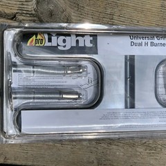 New Universal Dual H Grill Burner Pro Light Flexible Tubes Custom Fit Stainless